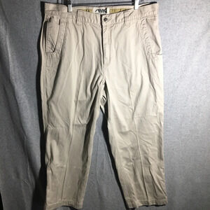 Mens Mountain Khaki Pants Tan Stained Outdoors Work Casual Trashed Career